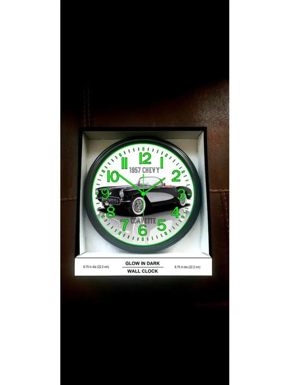 Glow in the Dark Wall Clock Chevy Corvette Camaro Spitfire Retro Army